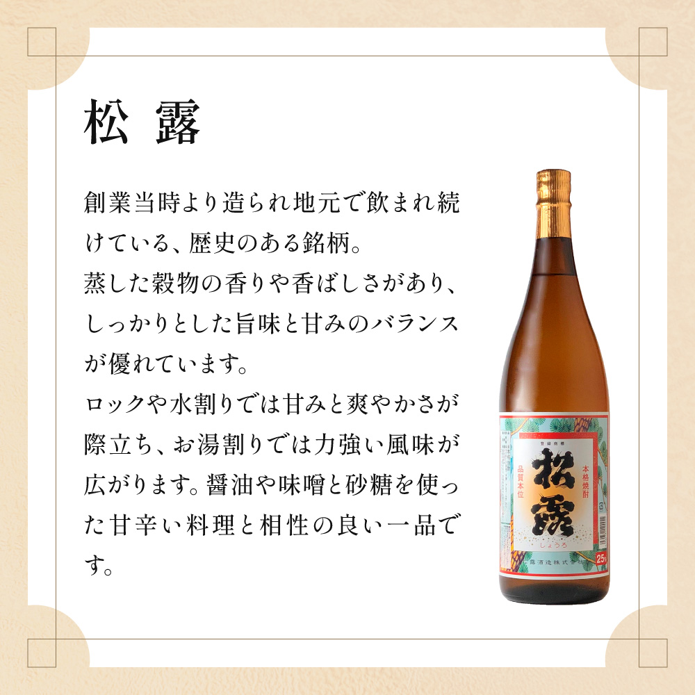 KU075 松露 25度 一升瓶6本 オリジナルグラス付きセット(1800ml×6本) 芋焼酎【松露酒造】【KU075】