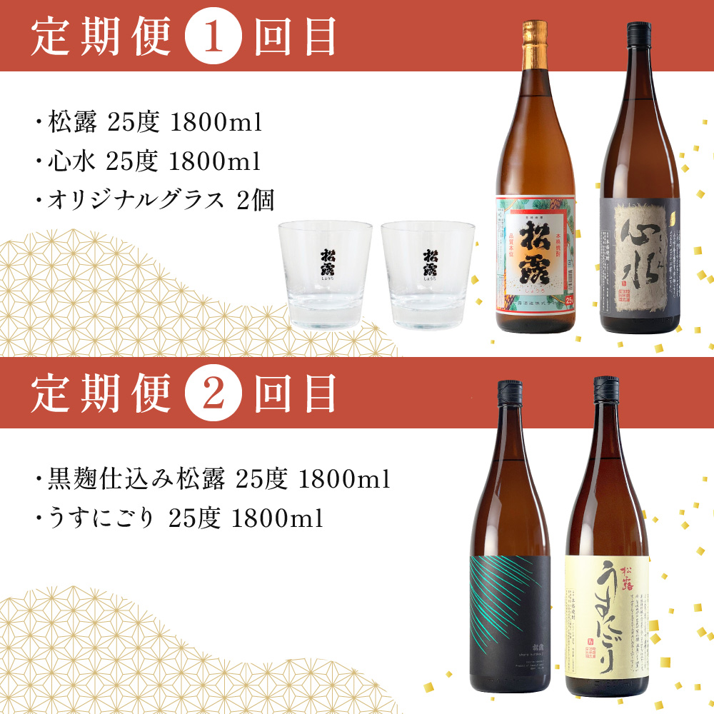 KU078 【定期便・全12回】松露酒造 10銘柄を楽しむ年間定期便 12回コース 計22本 串間市の逸品を飲み比べ【松露酒造】【KU078】