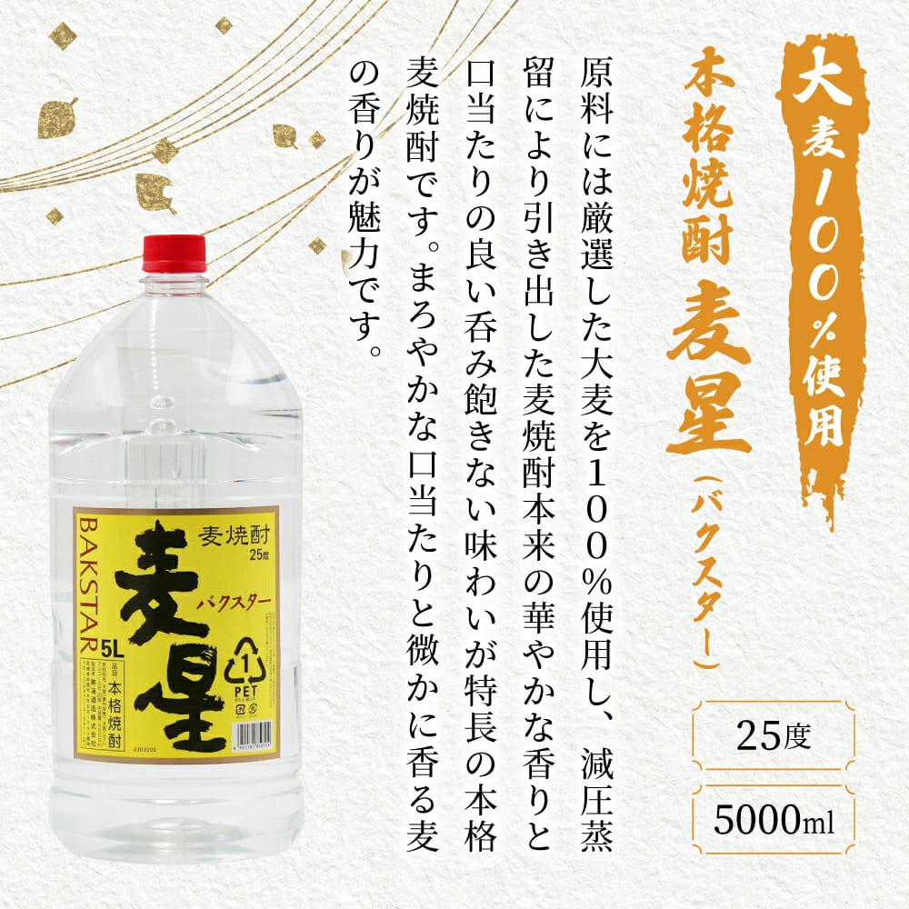 KU181《毎月数量限定》寿海酒造 お徳用本格焼酎2種飲み比べセット 計10L ( 本格焼酎 日向伝説 5000ｍlペット×1本、本格焼酎 麦星 5000ｍlペット×1本)