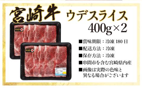 KU423 宮崎牛 ウデスライス 計800g（400g×2）