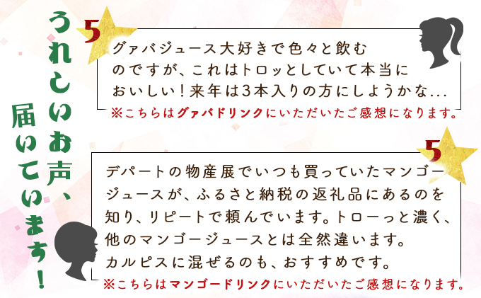 G-E1 《定期便年4回発送》驚きの果実感！トロピカルフルーツドリンク3本（マンゴー・グァバ・パッションフルーツ）各720ml×4回・計12本【宮崎果汁株式会社】