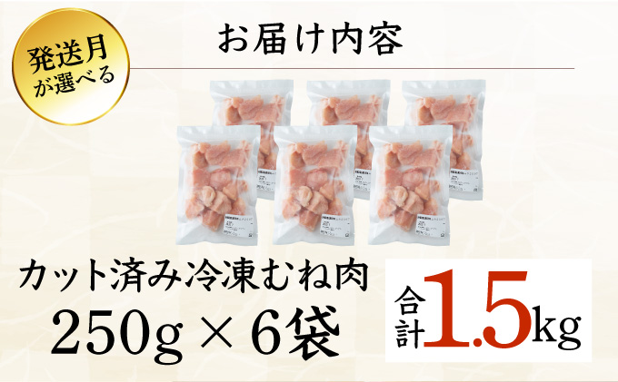 ＜2026年4月発送＞小分け＆パラパラ！宮崎県産鶏むねカット合計1.5kg