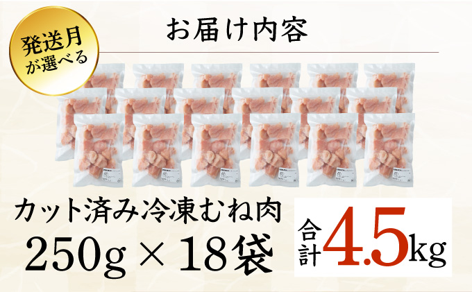 ＜2026年4月発送＞小分け＆パラパラ！宮崎県産鶏むねカット合計4.5kg