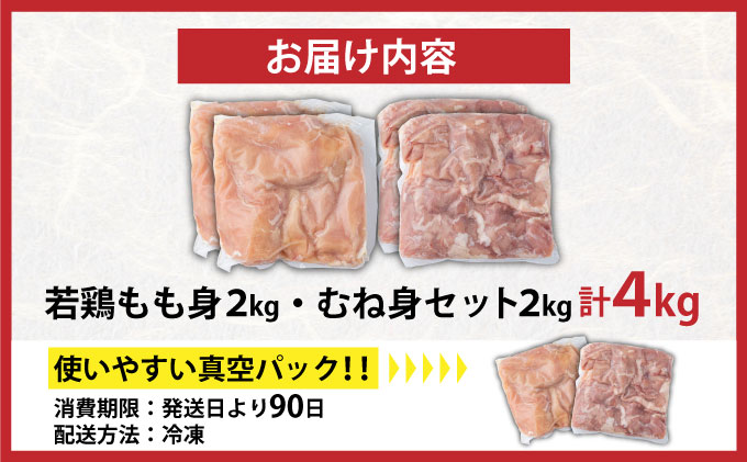 TRT10-4 若鶏もも身・むね身4kgセット