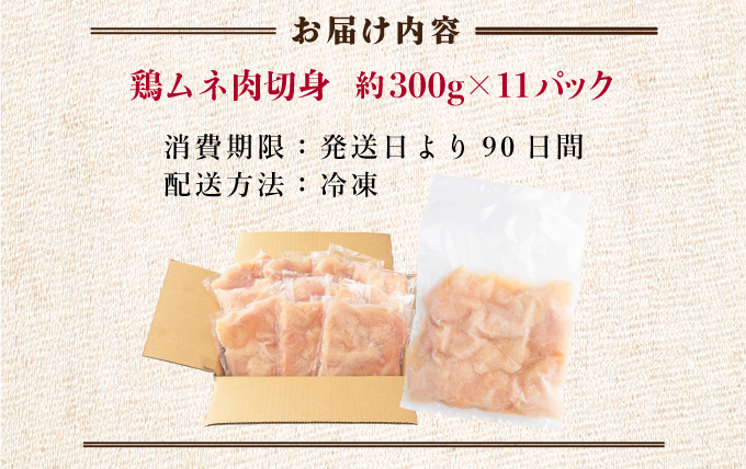 TRT01 ＜小分け・カット済み＞ 鶏肉ムネ切身 3.3kgセット