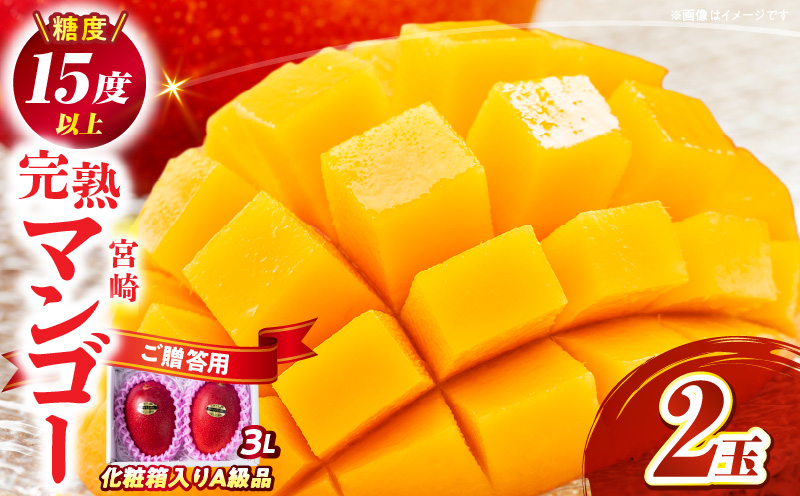 糖度15度以上！宮崎完熟マンゴー贈答用（3L×2玉入）【株式会社やました農園】_K005-008