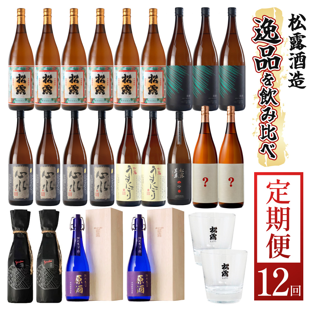 KU078 【定期便・全12回】松露酒造 10銘柄を楽しむ年間定期便 12回コース 計22本 串間市の逸品を飲み比べ【松露酒造】【KU078】