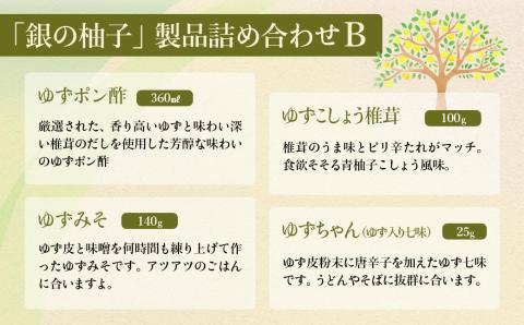 （B）「銀の柚子」製品詰め合わせ　ゆずこしょう・ゆずポン酢など【3月10日終了】<1-75>加工品 調味料 ギフト 柚子 ゆず 宮崎県西都市