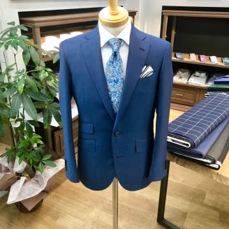 【セミハンドメードオーダースーツ】国産ウール、ポリエステル混紡生地＜14-7＞