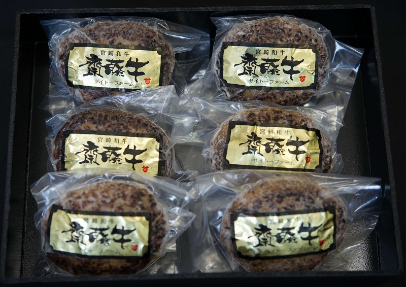 【お中元ギフト】宮崎和牛「齋藤牛」牛100％手作りプレミアムハンバーグセット（120g×6個 計720ｇ）＜1.2-60＞