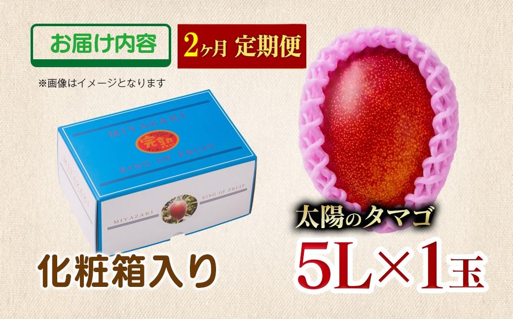 【２カ月定期便】先行予約　最高級ブランド『太陽のタマゴ』5L×1個×2回【糖度15度以上】宮崎県西都市産完熟マンゴー＜8-9＞宮崎マンゴー 果物 フルーツ 甘い
