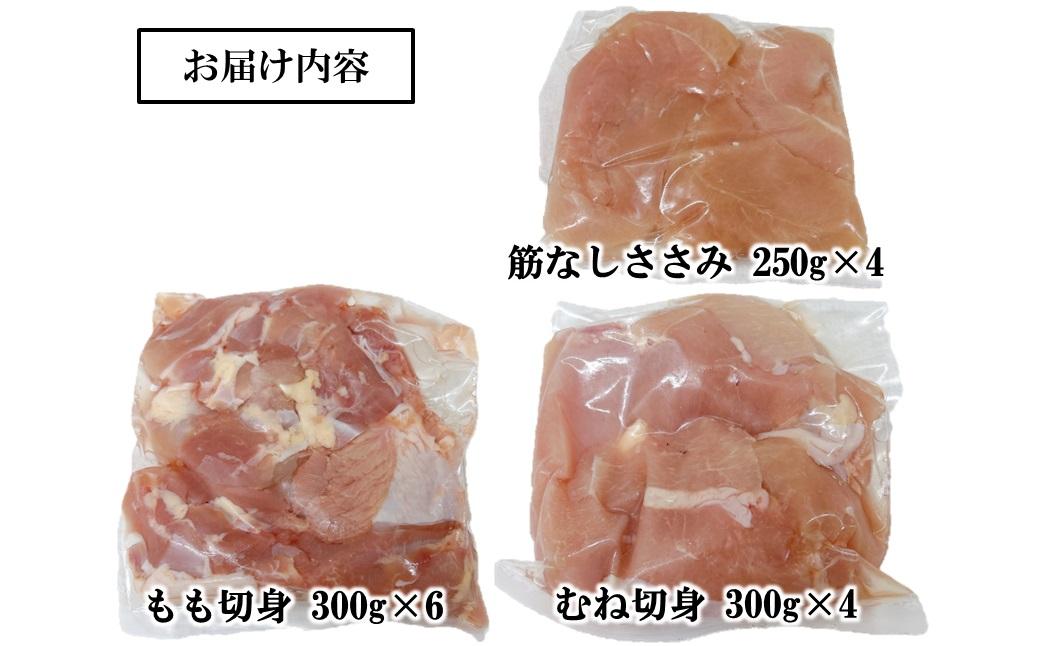 宮崎県産若鶏4kgセット もも肉 むね肉 筋なしささみ 小分け 14パック＜1.9-20＞