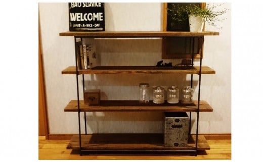 【天然無垢材】アイアンフレームシェルフ　Interior G-S-S＜15-14＞家具 収納 収納棚 たな インテリア 宮崎県西都市