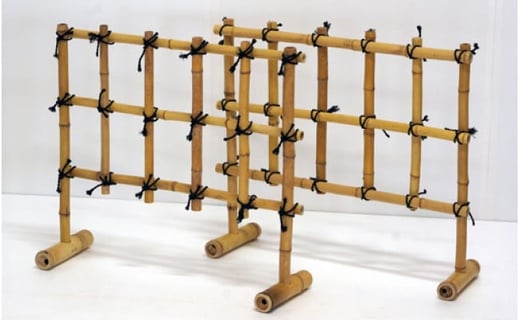 竹家具専門店【梅里竹芸】竹垣（足付き）2個＜3.5-2＞★