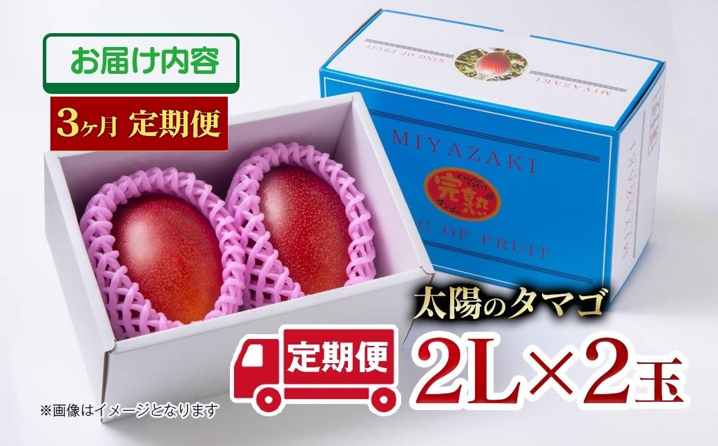 【3カ月定期便】先行予約　最高級ブランド『太陽のタマゴ』2L×2個×3回【糖度15度以上】宮崎県西都市産完熟マンゴー＜11-7＞宮崎マンゴー 果物 フルーツ 甘い 3カ月定期便 太陽のタマゴ2L×2個