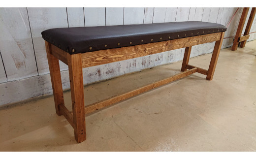 【天然無垢材】レザータイプベンチ　Interior G-S-S＜10-17＞家具 椅子 ベンチ いす インテリア 革 宮崎県西都市