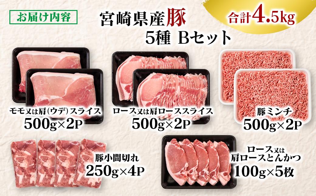 宮崎県産豚肉 満載Bセット4.5kg 小分け＜58-54a＞