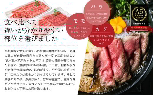 【最高品質A5等級 西都和牛】黒毛和牛食べ比べスライスセット すき焼き 焼きしゃぶ600g （200ｇ×3）小分け 宮崎県産＜1.3-8＞【カミチクファーム】牛肉 肉 すき焼き しゃぶしゃぶ 宮崎県西都市
