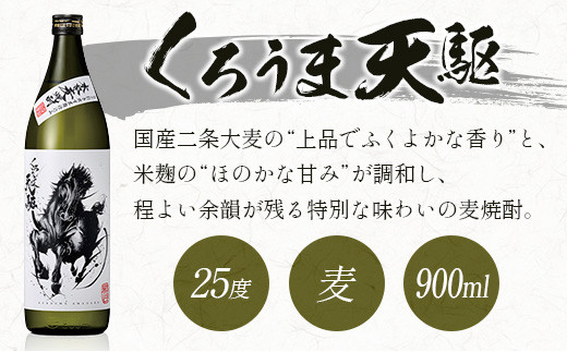 神楽酒造『くろうま天駆』麦焼酎900ｍｌ×3本セット＜1-256＞W 宮崎県 西都市 お酒 酒 アルコール 本格焼酎 晩酌
