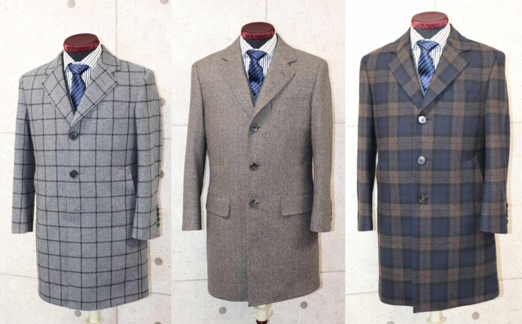 セミハンドメイドオーダーシングルチェスターコート　イングランド製他ウール100％・カシミヤ混紡ウール素材生地＜30-1＞紳士服 コート シングルコート 宮崎県西都市