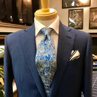 【セミハンドメードオーダースーツ】国産ウール、ポリエステル混紡生地＜14-7＞