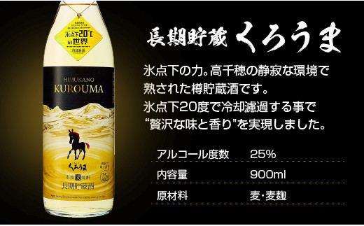 神楽酒造 麦焼酎『くろうま』飲み比べ900ｍｌ×3本セット<1.1-18>酒 焼酎 アルコール 西都市