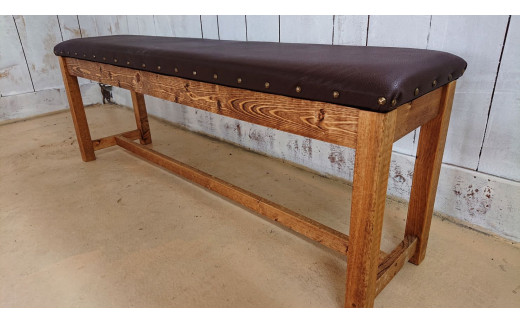 【天然無垢材】レザータイプベンチ　Interior G-S-S＜10-17＞家具 椅子 ベンチ いす インテリア 革 宮崎県西都市