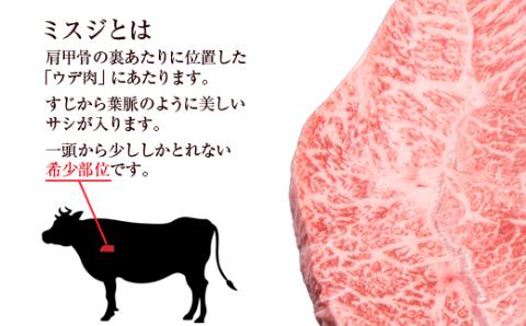 期間限定価格！宮崎牛 希少部位！ミスジステーキセット300ｇ　内閣総理大臣賞４連続受賞　ミヤチク〈1.4-24〉