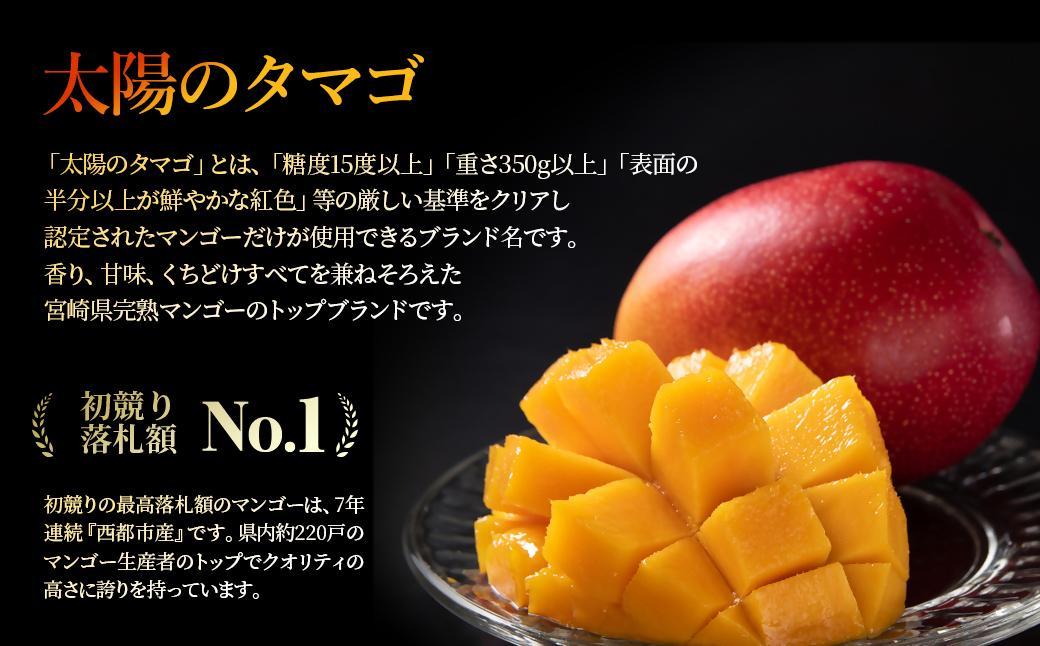 【3カ月定期便】先行予約　最高級ブランド『太陽のタマゴ』2L×2個×3回【糖度15度以上】宮崎県西都市産完熟マンゴー＜11-7＞宮崎マンゴー 果物 フルーツ 甘い 3カ月定期便 太陽のタマゴ2L×2個