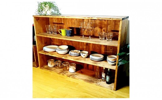 【天然無垢材】カウンター＆キッチンシェルフ　Interior G-S-S＜14-11＞家具 収納 収納棚 キッチン収納 たな 宮崎県西都市