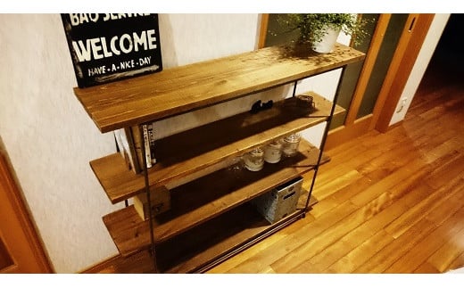 【天然無垢材】アイアンフレームシェルフ　Interior G-S-S＜15-14＞家具 収納 収納棚 たな インテリア 宮崎県西都市