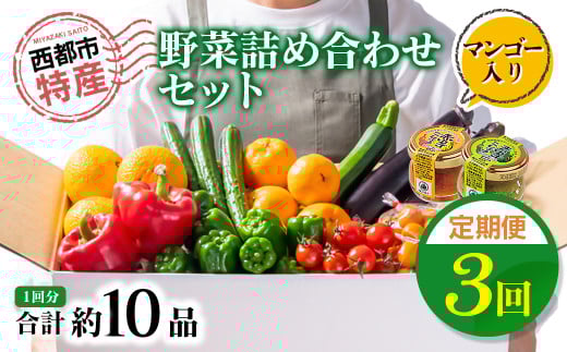 【3回定期便】西都市旬の特産詰め合わせセット 1月発送開始 マンゴー・野菜・スイートコーンなど＜4-4＞定期便 野菜 果物 フルーツ 宮崎県西都市