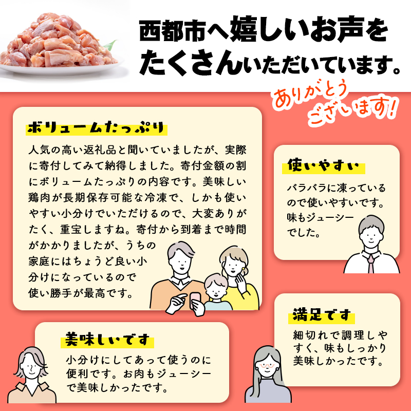 1月発送　バラ凍結！宮崎県産若鶏 鶏肉 もも肉カット 3㎏（250g×12）IQF加工 小分け＜1.3-21＞鶏 もも身 鶏モモ肉