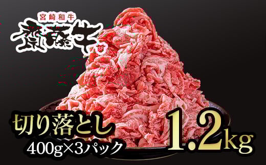 宮崎和牛「齋藤牛」切り落とし1.2kg（400g×3パック）＜1.8-9＞牛肉 肉 ビーフ 黒毛和牛 大容量 宮崎県西都市