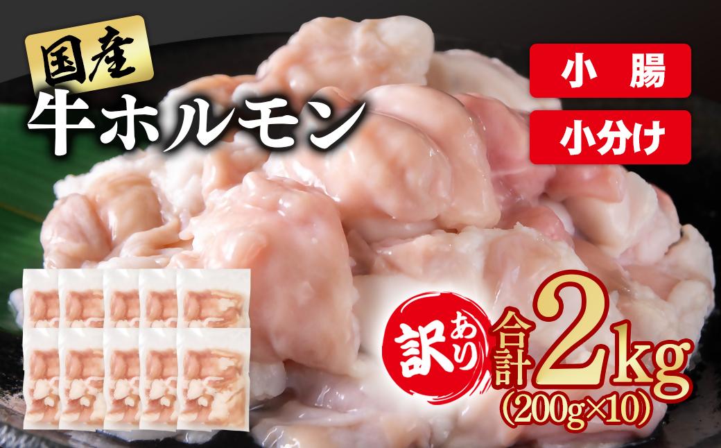 訳あり牛ホルモン2㎏ 小分け200g×10 国産 ホルモン もつ鍋 焼肉用 国産牛 牛モツ コラーゲン＜1.4-37＞