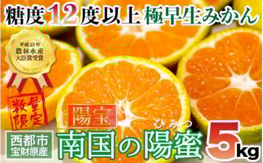 【糖度12度以上】みかん「南国の陽蜜・陽宝」5kg　宮崎県西都産【先行予約】＜1.5-169＞