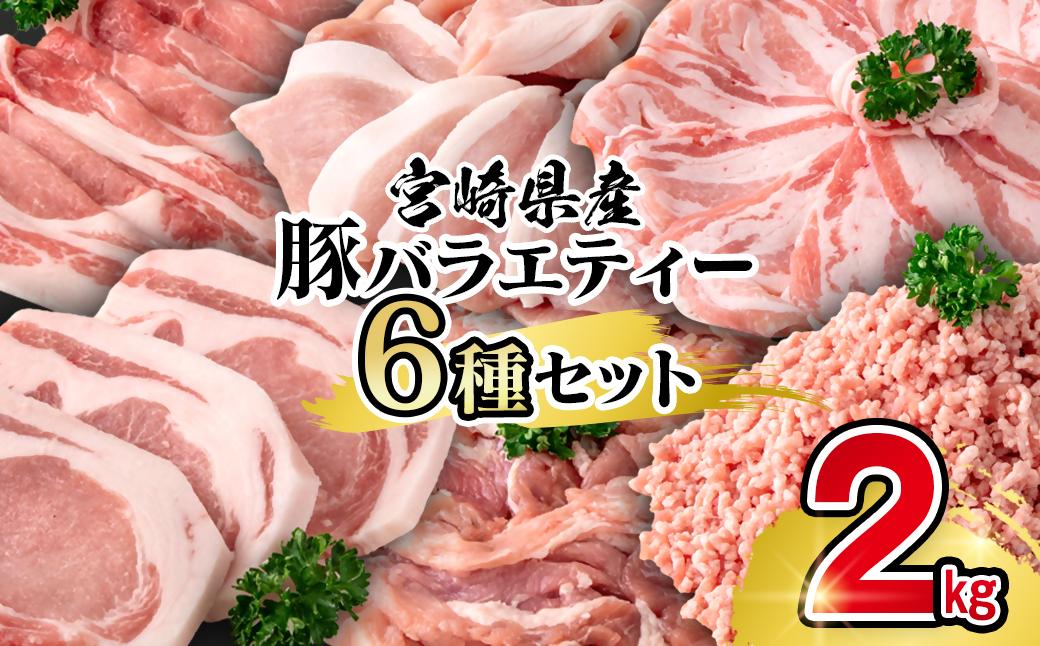 【年内発送】宮崎県産豚肉 ６種 バラエティ2kgセット＜1-70＞小分け スライス 鍋 トンカツ 餃子等★