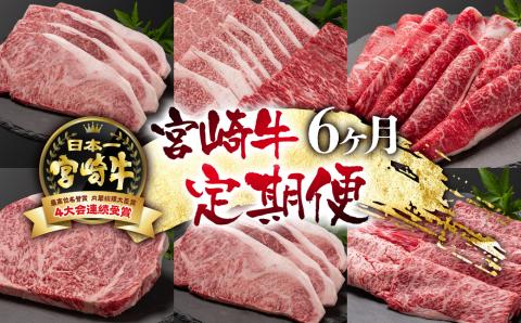 [定期便]宮崎牛6ケ月定期便 A4〜A5等級 ステーキ 焼肉 すき焼き 牛肉 ブランド牛 内閣総理大臣賞4連覇[14-1]N