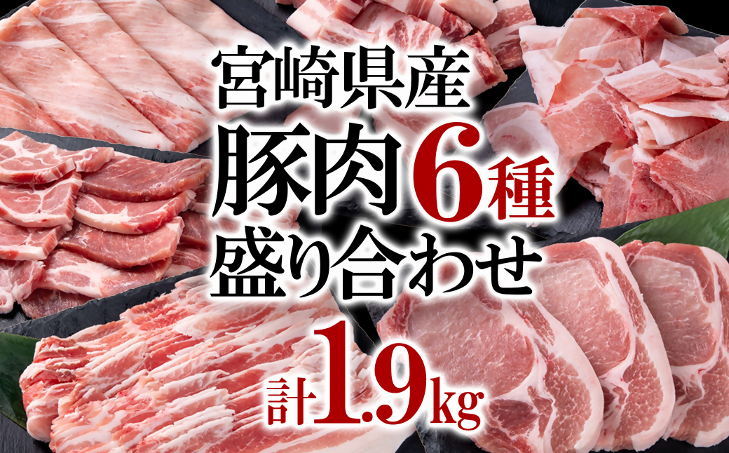 [数量限定]宮崎県産豚肉 6種盛り合わせセット 合計1.9kg[2月発送][1-38]豚肉 肉 ポーク 宮崎県産 大容量 宮崎県西都市