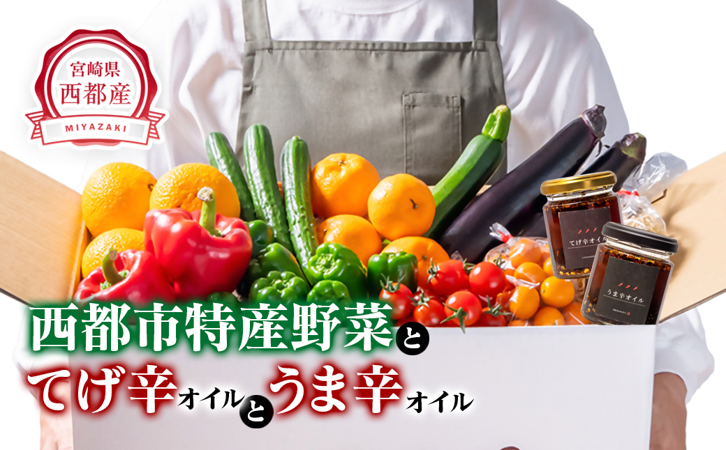 西都市特産新鮮野菜・てげ辛うま辛オイルセット[先行予約・数量限定][1.5-23]西都市産 調味料 オイル 加工品 野菜 宮崎県西都市