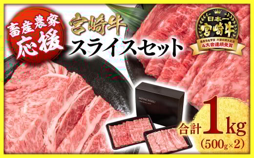 2月発送【畜産農家応援】宮崎牛肩ロース＆モモすき焼き1kg（500g ×2）牛肉 4等級以上 スライス 鉄板焼肉 ブランド牛 ミヤチク 内閣総理大臣賞4連覇＜1.8-20＞すき焼肉 すき焼き肉 ●