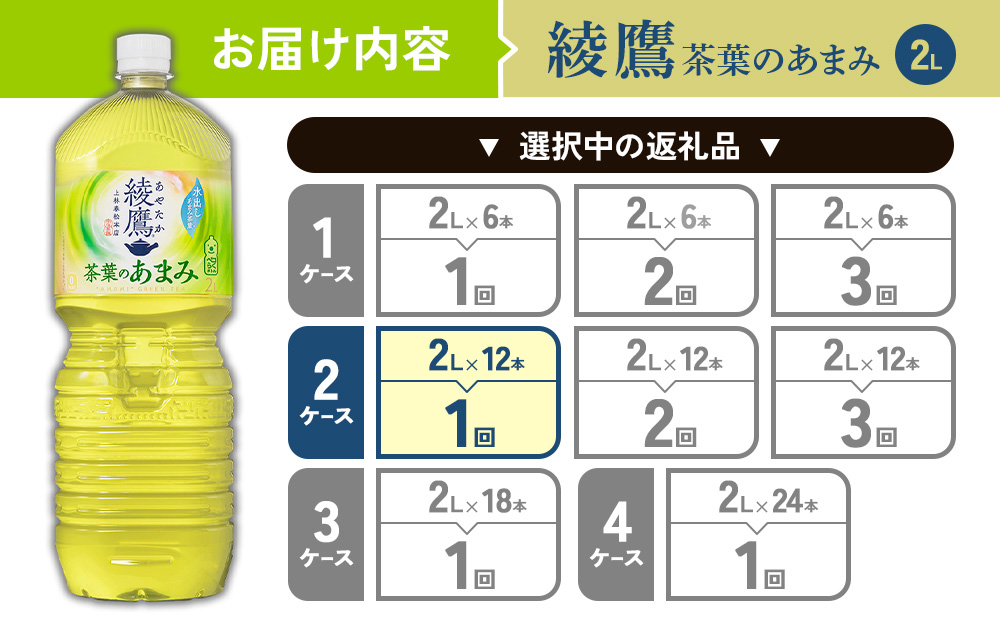 綾鷹 茶葉のあまみ 2L PET【コカ・コーラ】ペットボトル 2ケ