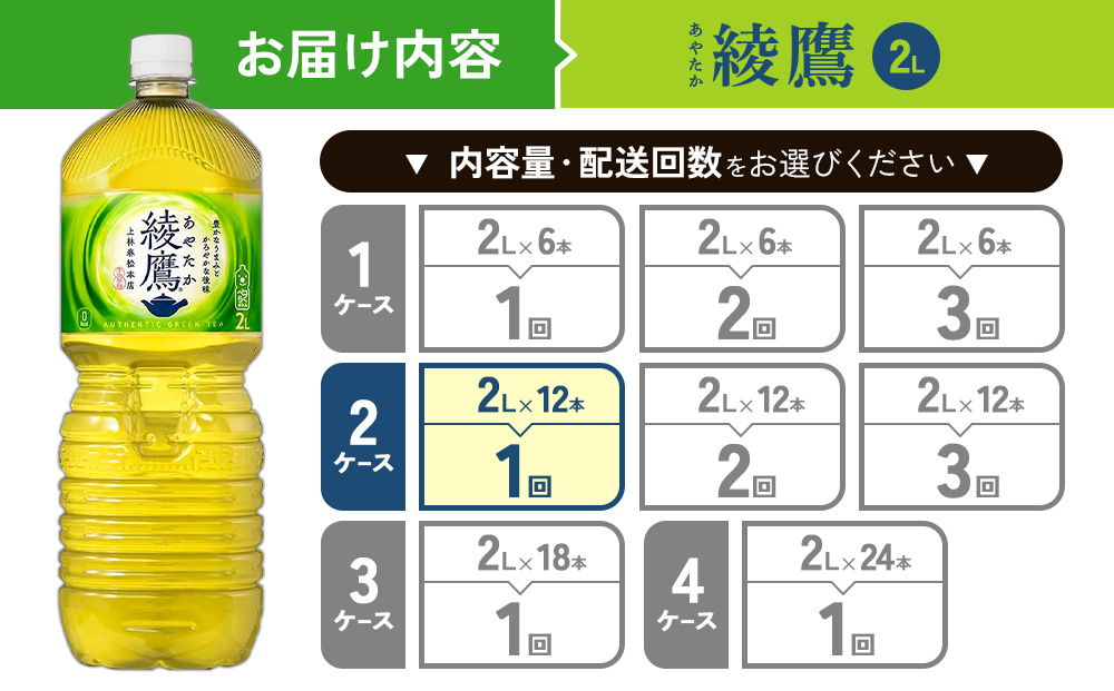 綾鷹 2L PET【コカ・コーラ】ペットボトル 2ケース(12本)セッ