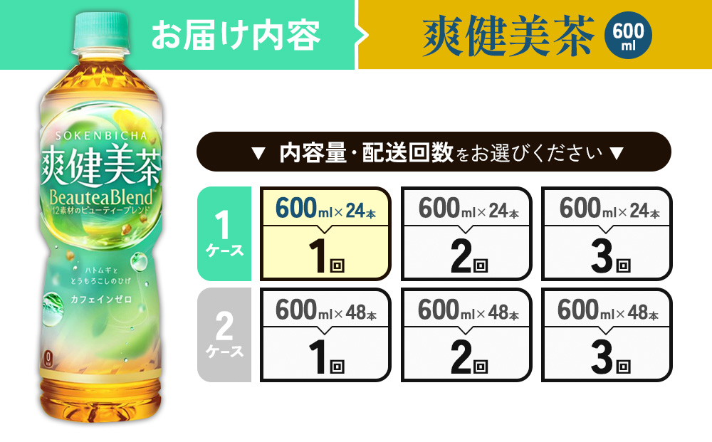 爽健美茶 600ml PET【コカ・コーラ】ペットボトル 1ケース(24
