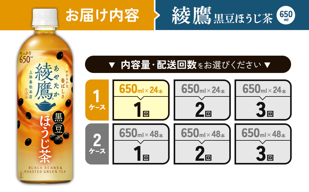 綾鷹 黒豆ほうじ茶 650ml PET【コカ・コーラ】ペットボトル 1