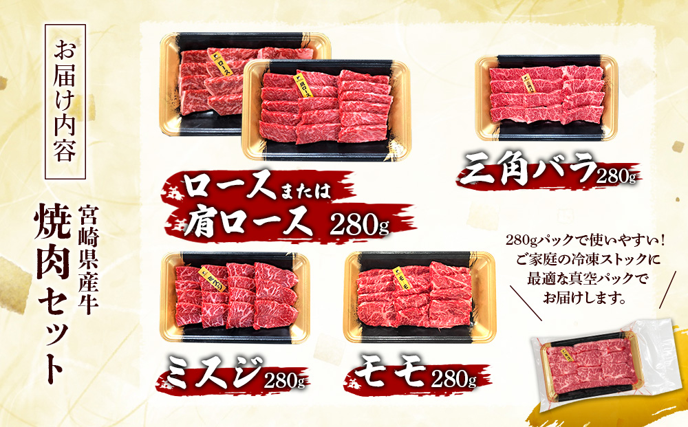 宮崎県産 黒牛 焼肉 赤身 牛肉 焼肉セット ロース 肩ロース 