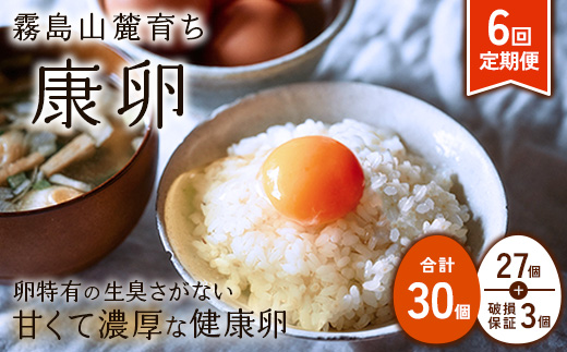 卵【6回定期便】霧島山麓育ち こだわり卵 康卵 計 30個（27
