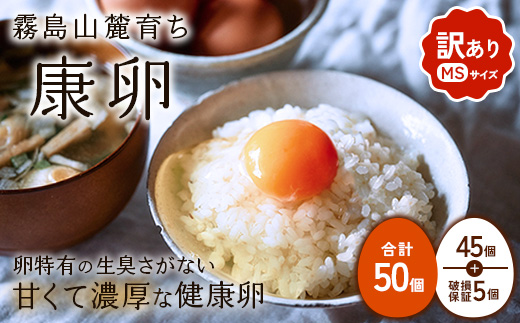 わけありたまご 康卵 MSサイズ 50個（45個 + 割れ保証 5個）卵