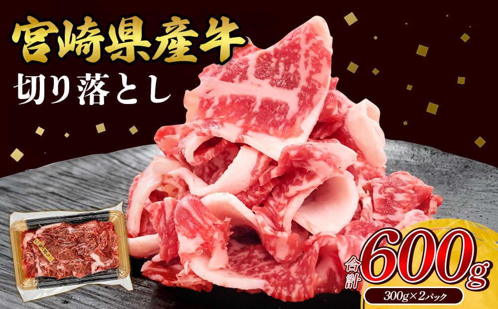 宮崎県産 黒牛 切り落とし 600g（300g×2パック） 赤身 牛肉 切