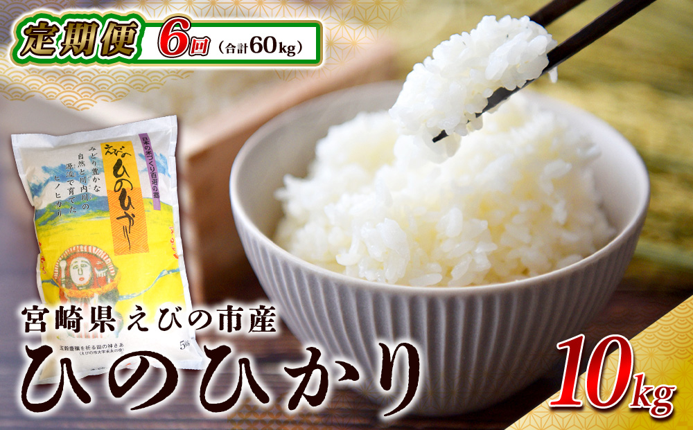 【6回定期便】米 えびの産 ひのひかり 10kg×6ヶ月 合計 60kg